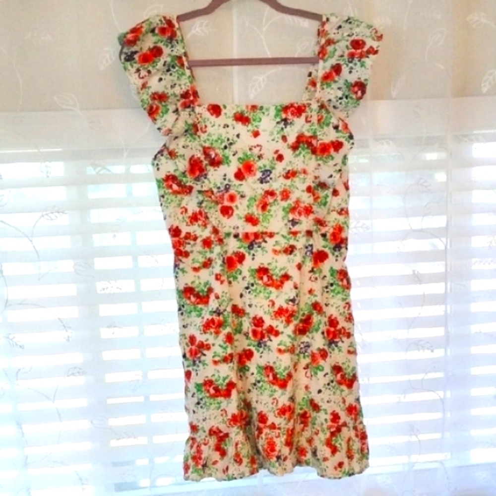 Blue Rain Women's Sleeveless Red Floral Print Dress, Size: S